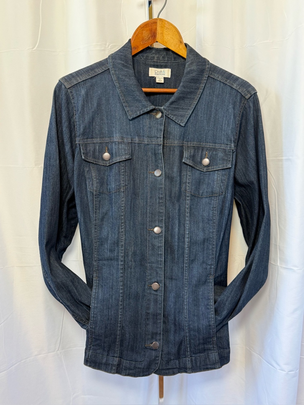 Croft & Barrow Plus 1X Denim Jacket Blue Stretch Blazer Style Elevated Gorpcore